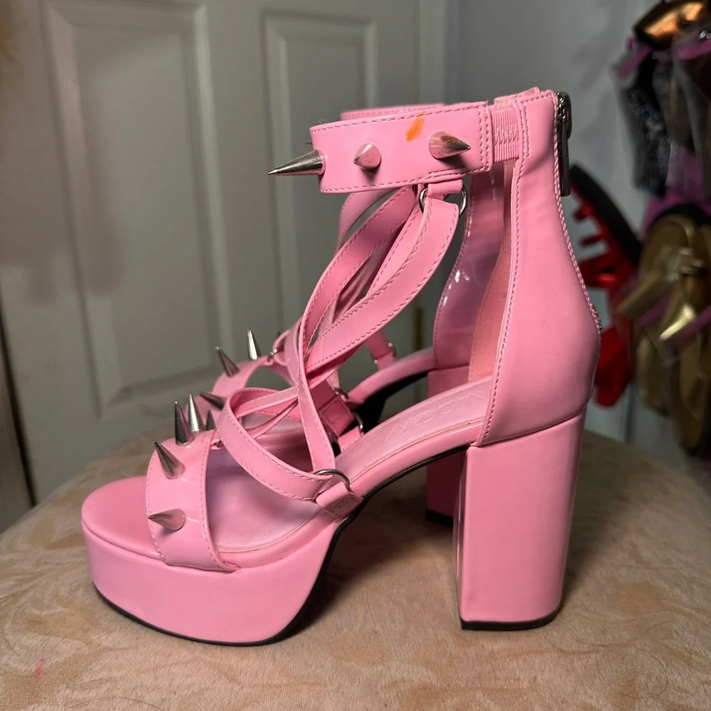 WIDOW dollskill pink Strappy Spiked Sandals - Picture 3 of 11